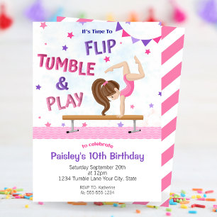 Meisjes spelen tumble & Play Gymnastics Birthday P Kaart