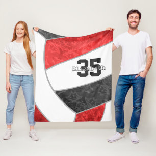 Meisjes sport rood zwart volleybal gepersonaliseer fleece deken