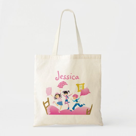 Meisjes springen op bed Sleepover Party Tote Bag (Voorkant)