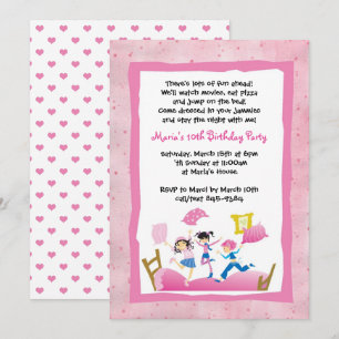 Meisjes springen op bed Sleepover Slumber Party Kaart