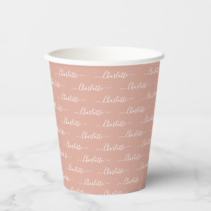 Meisjes stoffige roze aangepaste scriptnaam chic papieren bekers