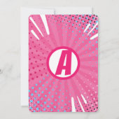 Meisjes superheld Comic Book Birthday Invitation Kaart (Achterkant)