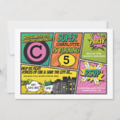 Meisjes Superheld Uitnodiging Roze Party Uitnodigi (Voorkant)