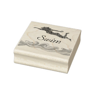 Meisjes Swim Wood Art Stamp Rubberstempel