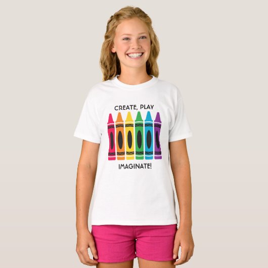 Meisjes T-shirt met Crayon Design Custom Text (Voorkant volledig)