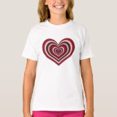 Meisjes T-shirt met retro rood hart (Voorkant)