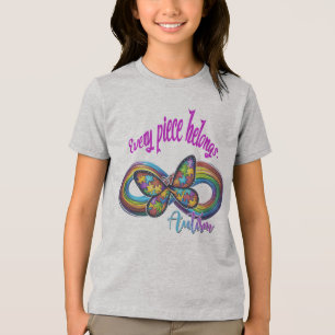 Meisjes T-shirts – Autisme Puzzel Vlinderontwerp