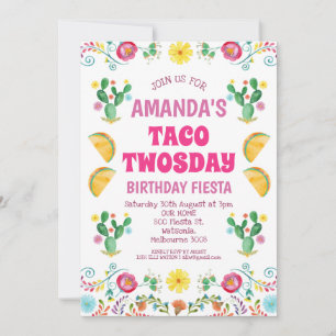 Meisjes Taco Twosday Bloemrijke Fiesta 2e Verjaard Kaart