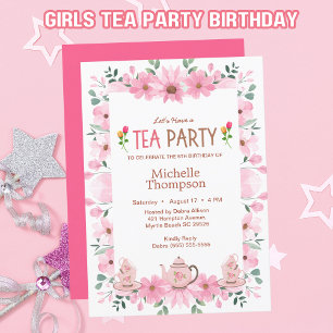 Meisjes Tea Party 5e verjaardag Kaart