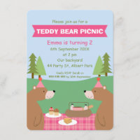Meisjes Teddy Bear Picnic Banner Verjaardag Uitnod