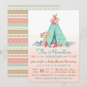 Meisjes TeePee Baby Douche Uitnodigingen (Voorkant / Achterkant)