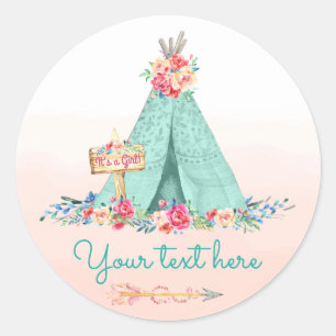 Meisjes TeePee Boho Stam Geschenk Bedankt Ronde Sticker