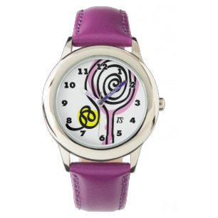 Meisjes tennishorloge met schattige raket en monog horloge