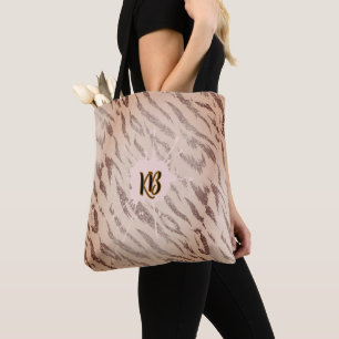 Meisjes Tijger Monogram Roze Dieren Patroon Draagtas