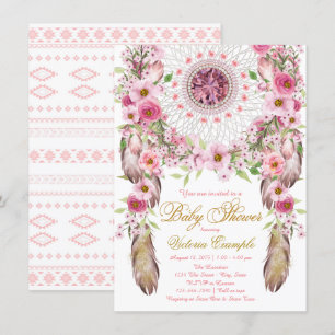 Meisjes Tribal Dreamcatcher Baby Shower Uitnodigin Kaart