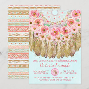 Meisjes Tribale Dreamcatcher Geboortekaartjes Kaart