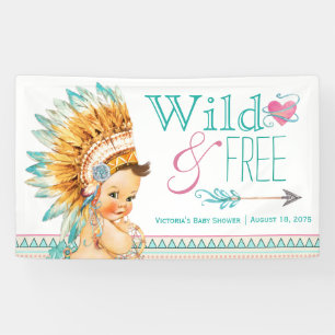 Meisjes Tribale Wilde en Vrije Boho Baby Shower Spandoek