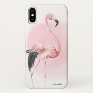 Meisjes Tropisch Roze Flamingo met naam iPhone X Hoesje