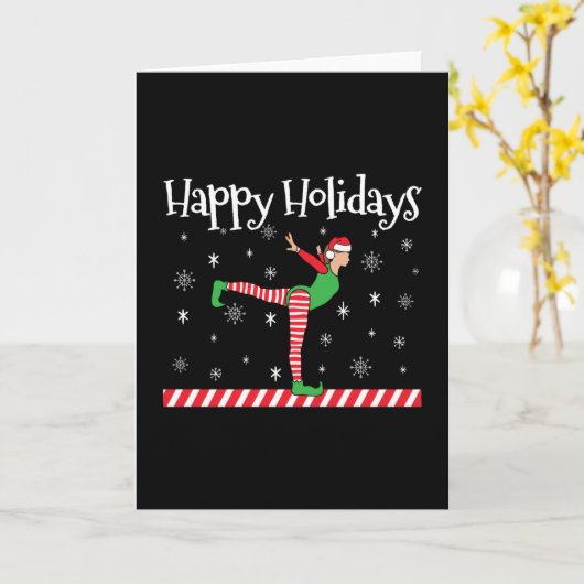 Meisjes Turnen Kerst Elf Kaart (Gele Bloem)