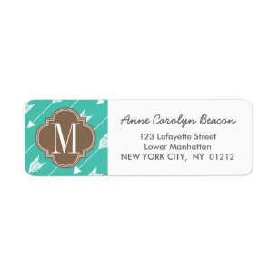 Meisjes Turquoise & brown Tribal Arrows Custom Etiket