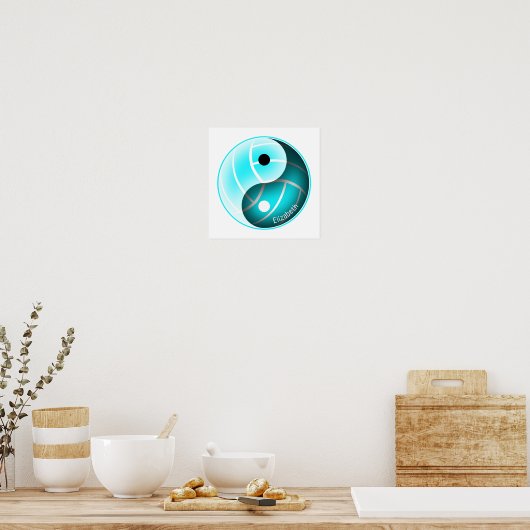 meisjes turquoise yin yang volleybal poster (Keuken)
