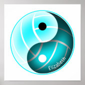 meisjes turquoise yin yang volleybal poster (Voorkant)