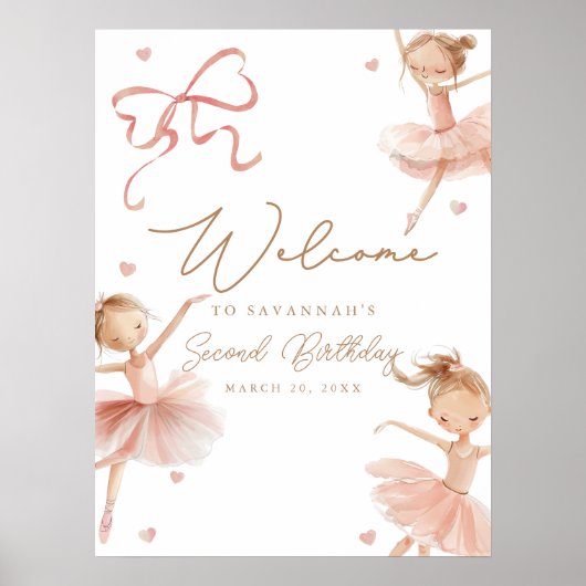 Meisjes Tutu Schattige Boho Ballerina Verjaardag W Poster (Voorkant)
