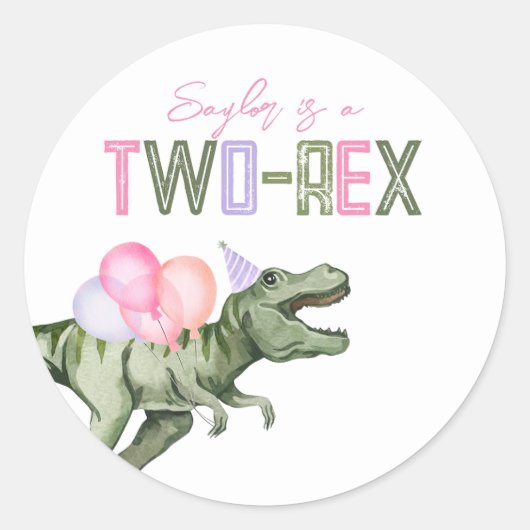 Meisjes twee-rex party Stickers (Voorkant)