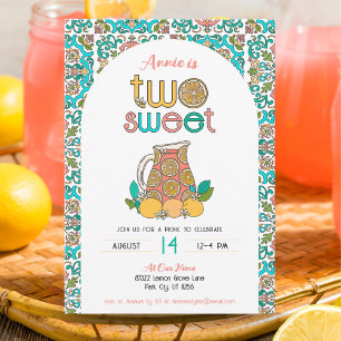 Meisjes twee zoete limonade picknick verjaardag kaart