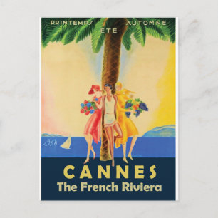 Meisjes uit Cannes onder de Palmboom Briefkaart