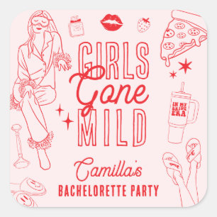 Meisjes Uitbundige Spa Pyjama Bachelorette Feest Vierkante Sticker
