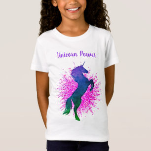 Meisjes "Unicorn Power" Unicorn & Glitter Paarse T-shirt