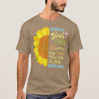 Meisjes van augustus 1988 34 jaar zonneschijn verm t-shirt