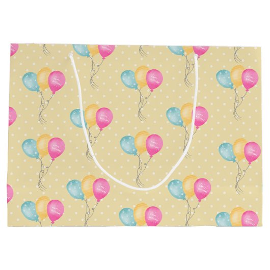 Meisjes van de geelpokadots en ballonnen groot cadeauzakje (Achterkant)