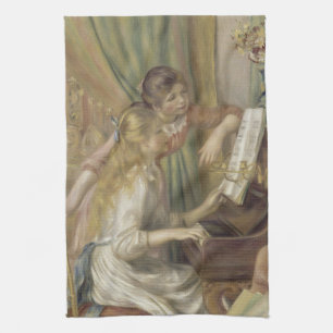 Meisjes van de piano Renoir Impressionist Painting Theedoek