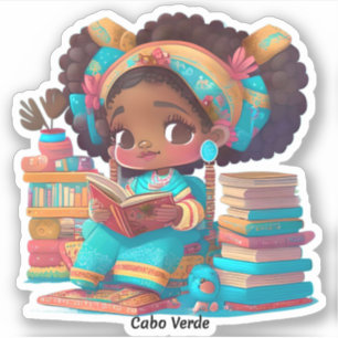 Meisjes van de Wereld Lezen - Cabo Verde Sticker