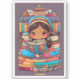 Meisjes van de Wereld Lezen - Columbia Sticker