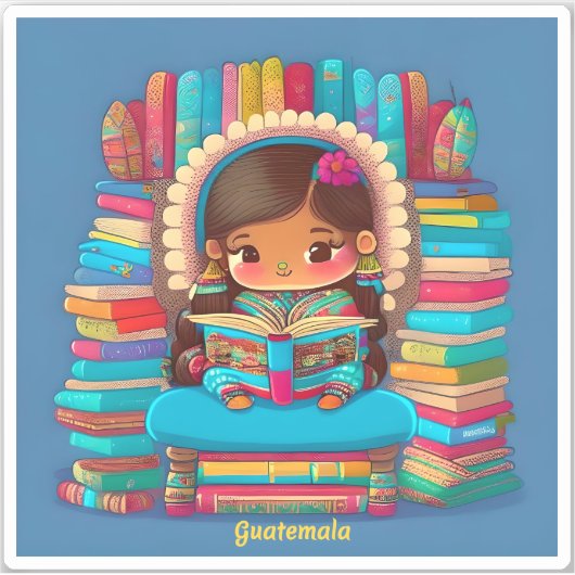 Meisjes van de Wereld Lezen - Guatemala Sticker (Voorkant)