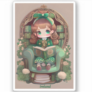 Meisjes van de Wereld Lezen - Ierland Sticker