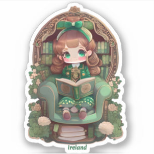 Meisjes van de Wereld Lezen - Ierland Sticker