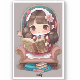Meisjes van de Wereld Lezen - Italië Sticker