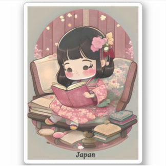 Meisjes van de Wereld Lezen - Japan Sticker