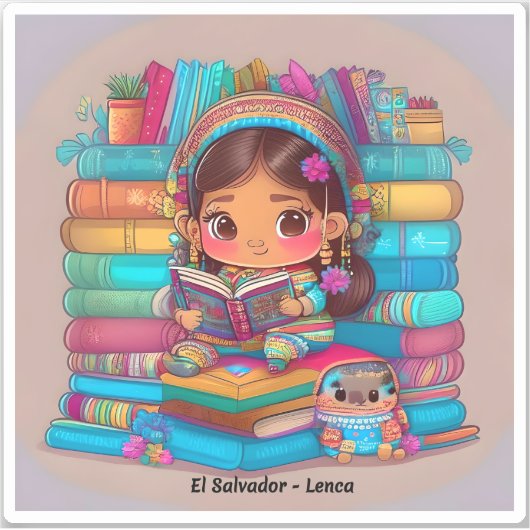 Meisjes van de Wereld Lezen - Lenca van El Salvado Sticker (Voorkant)