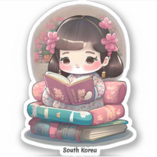 Meisjes van de Wereld Lezen - Zuid-Korea Sticker