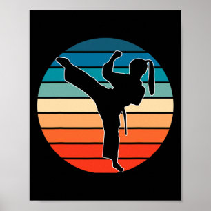 Meisjes Vechtkunst Cadeau - Karate Kickboksen Retr Poster