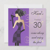 Meisjes Verjaardag of Meisjes Avond in Paars Kaart (Voorkant)