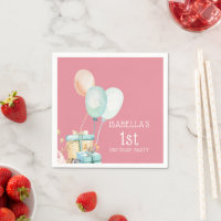 Meisjes verjaardagsballonnen roze bloemen & veren,