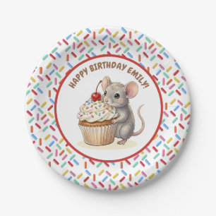 Meisjes verjaardagsfeestje   Muis & Cupcake   Papieren Bordje
