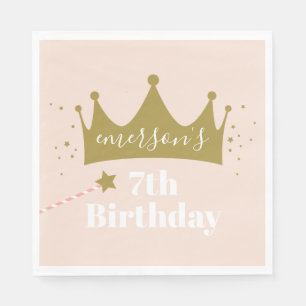 Meisjes verjaardagsfeestje prinsessen kroon servet