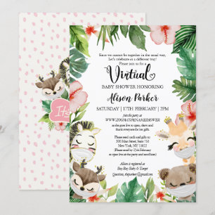 Meisjes virtueel Baby shower   Gemaskerde Safari F Kaart